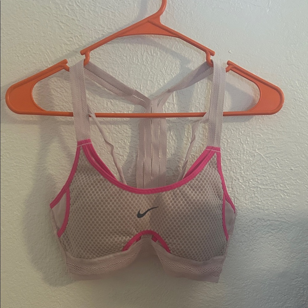 Nike Women's Mesh Sports Bra in Pink and Gray